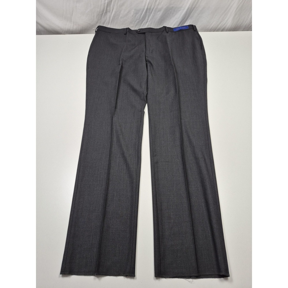 Giles & Jasper Dress Pants Mens 46x36 Gray Wool Stretch Flat Front Modern NWT